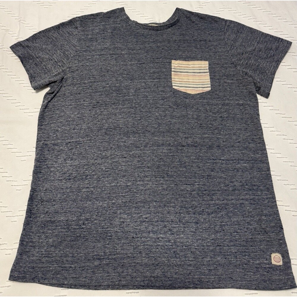Marine Layer Shirt Men’s Medium Gray Stripe Pocket T-Shirt Respun Lightweight